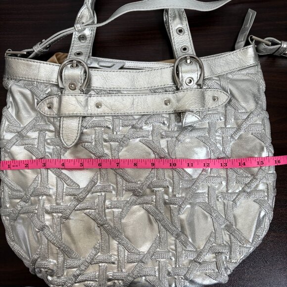 Stuart Weitzman Silver Hobo Shoulder Purse Satchel Luxury bag - Picture 10 of 10